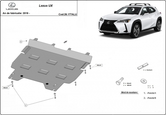 Cache sous moteur et de la boîte de vitesse Lexus UX Aluminium