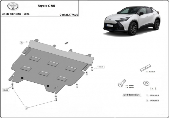 Cache sous moteur et de la boîte de vitesse Toyota C-HRAluminium
