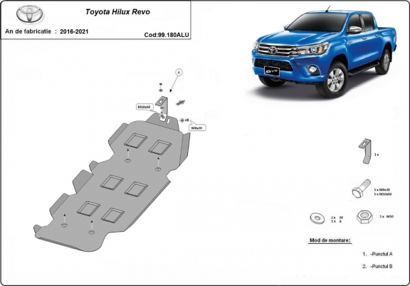 Cache de protection de réservoir Toyota Hilux Revo- Aluminium