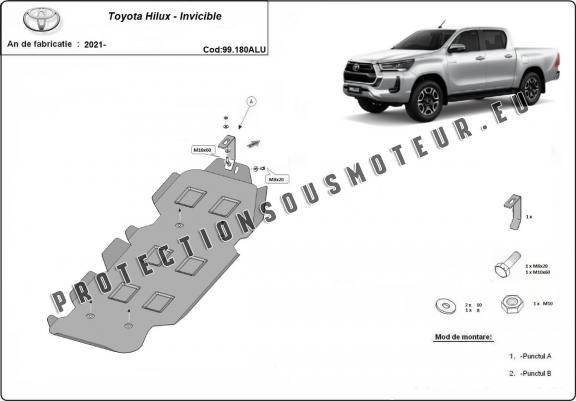 Cache de protection de réservoir Toyota Hilux Invincible- Aluminium
