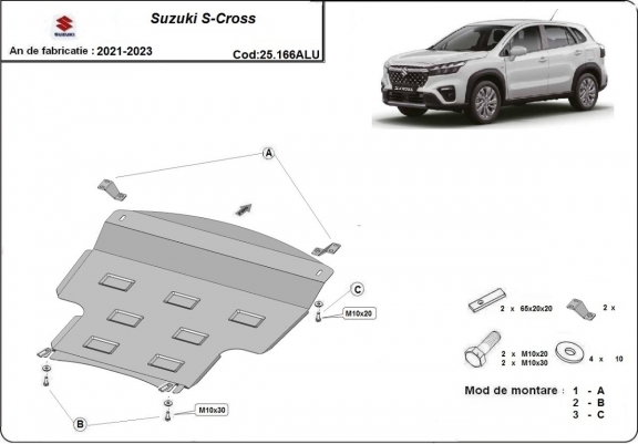 Aluminium cache sous moteur et de la boîte de vitesse Suzuki S-Cross