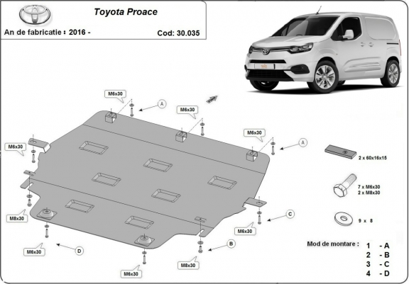 Cache sous moteur et de la boîte de vitesse Toyota Proace
