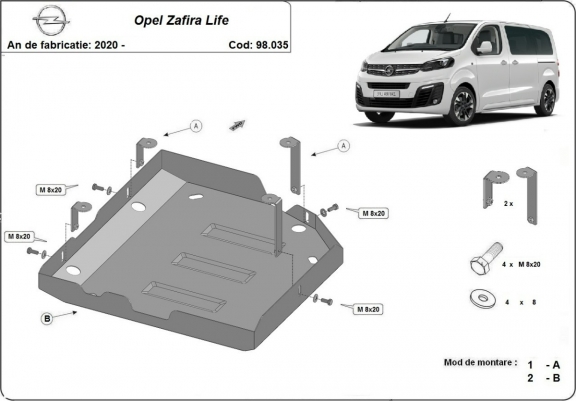 Cache de protection réservoir AdBlue Opel Zafira Life