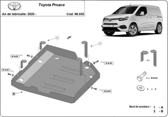 Cache de protection réservoir AdBlue Toyota Proace