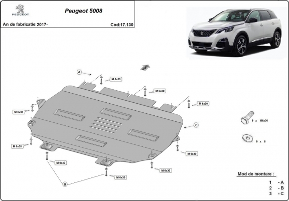 Cache sous moteur et de la boîte de vitesse Peugeot 5008