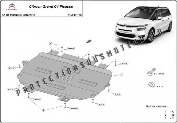 Cache sous moteur et de la boîte de vitesse Citroen Grand C4 Picasso