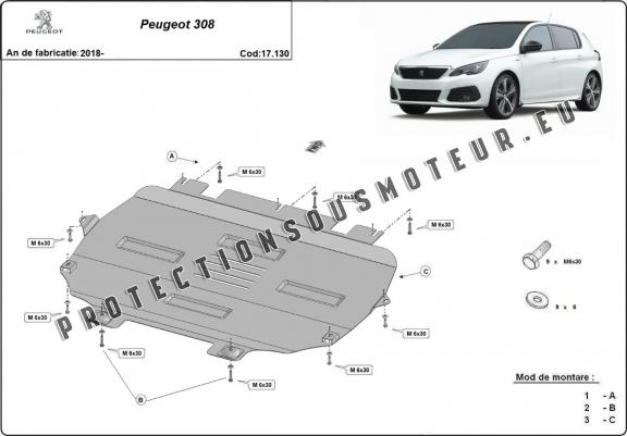 Cache sous moteur et de la boîte de vitesse Peugeot 308