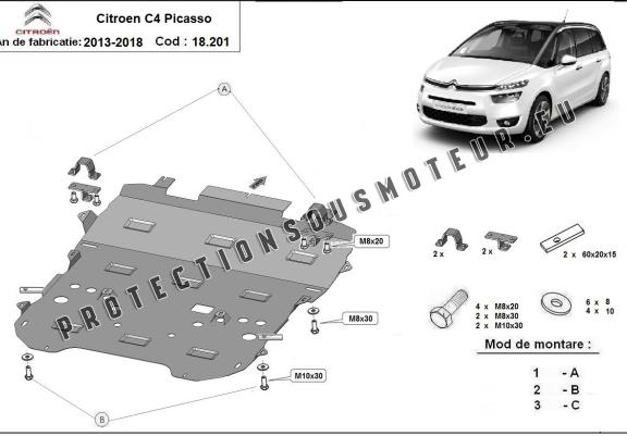 Cache sous moteur et de la radiateur Citroen C4 Picasso