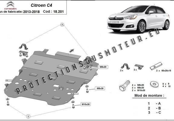 Cache sous moteur et de la radiateur Citroen c4