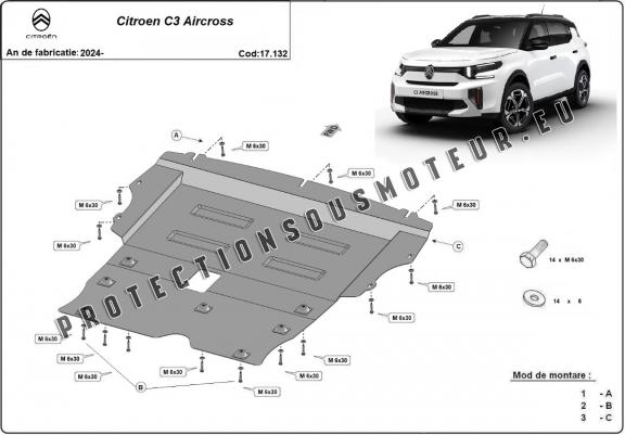 Cache sous moteur et de la boîte de vitesse Citroen C3 Aircross