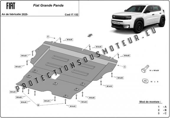 Cache sous moteur et de la boîte de vitesse Fiat Grande Panda
