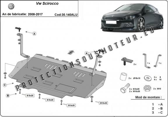 Cache sous moteur et de la boîte de vitesse Volkswagen Scirocco Aluminium