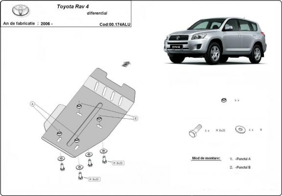 Cache de protection du différentiel en aluminium Toyota Rav4