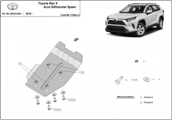 Cache de protection du différentiel en aluminium Toyota Rav4