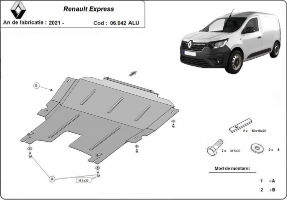 Cache sous moteur et de la boîte de vitesse Renault Express