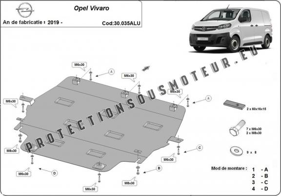 Cache sous moteur et de la boîte de vitesse Opel Vivaro Aluminium