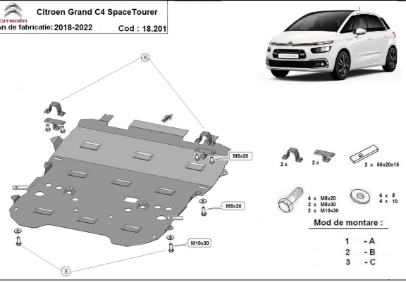 Cache sous moteur Citroen Grand C4 SpaceTourer