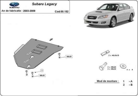 Cache de protection de la boîte de vitesse Subaru Legacy - manuelle