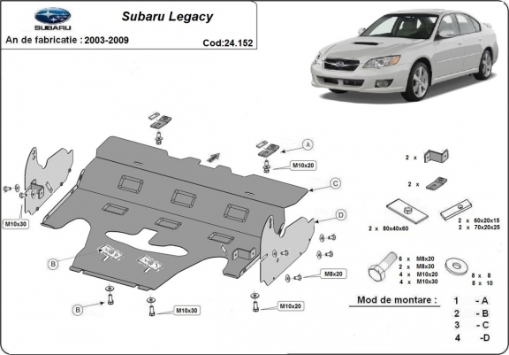 Cache sous moteur Subaru Legacy IV