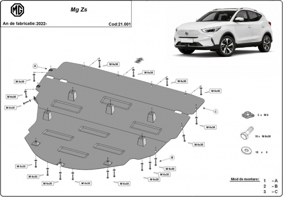 Cache sous moteur et de la boîte de vitesse MG ZS