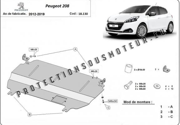 Cache sous moteur et de la boîte de vitesse Peugeot 208