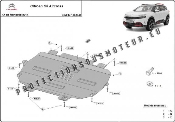 Cache sous moteur et de la boîte de vitesse Citroen C5 Aircross Aluminium