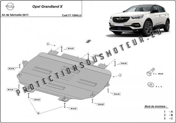 Cache sous moteur et de la boîte de vitesse Opel Grandland X Aluminium