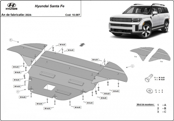 Cache sous moteur et de la boîte de vitesse Hyundai Santa Fe