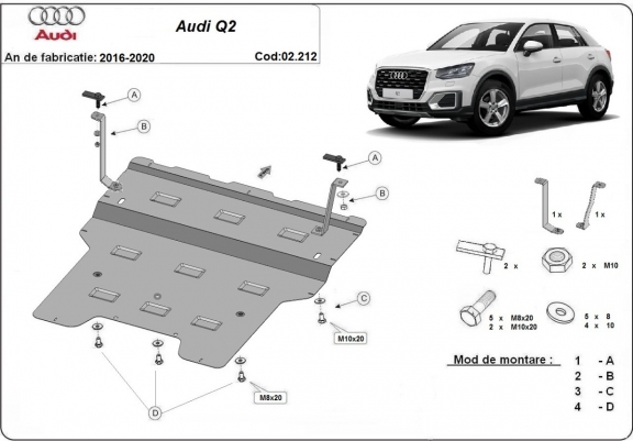 Cache sous moteur et de la boîte de vitesse Audi Q2