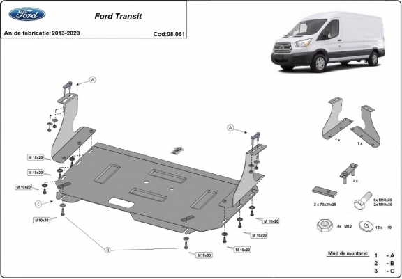 Cache sous moteur et de la boîte de vitesse Ford Transit- Traction 
