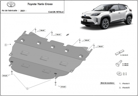 Cache sous moteur et de la boîte de vitesse Toyota Yaris Cross Aluminium