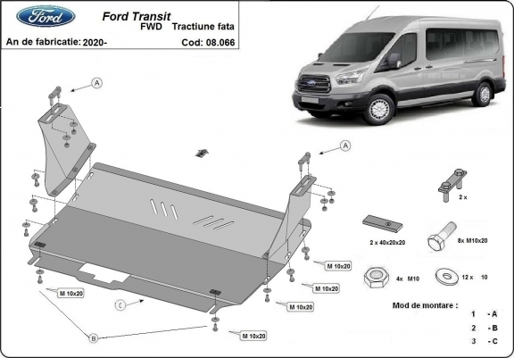Cache sous moteur et de la boîte de vitesse Ford Transit- Traction 