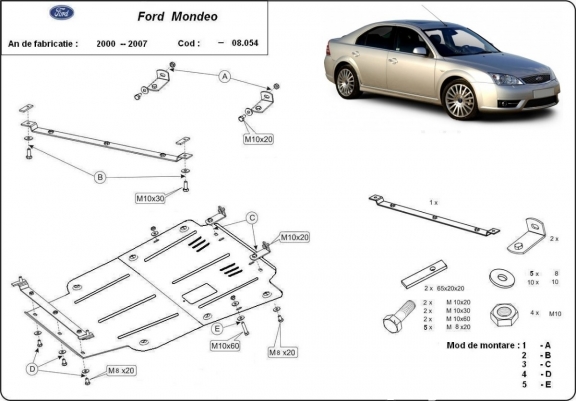 Cache sous moteur et de la boîte de vitesse Ford Mondeo 3