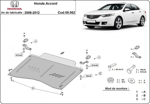 Cache sous moteur et de la boîte de vitesse Honda Accord