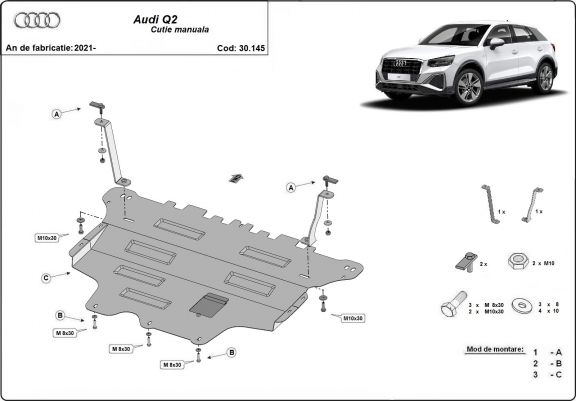 Cache sous moteur et de la boîte de vitesse Audi Q2
