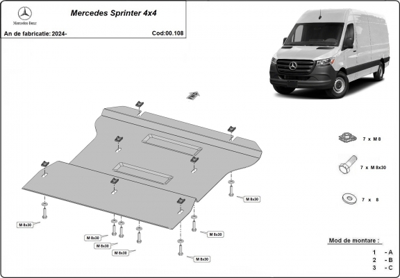 Cache de protection de la boîte de vitesse Mercedes Sprinter 4x4