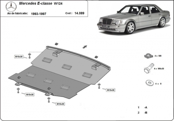 Cache sous moteur et de la radiateur Mercedes E-Classe W124 