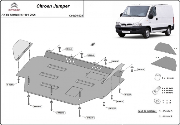 Cache sous moteur et de la boîte de vitesse Citroen Jumper