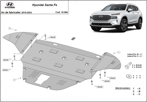 Cache sous moteur et de la boîte de vitesse Hyundai Santa Fe