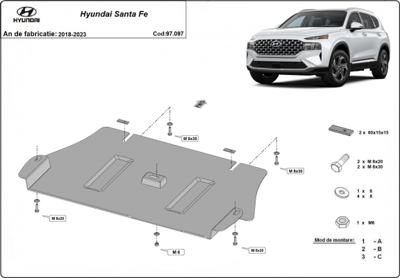 Cache de protection convertisseur catalytique Hyundai Santa Fe