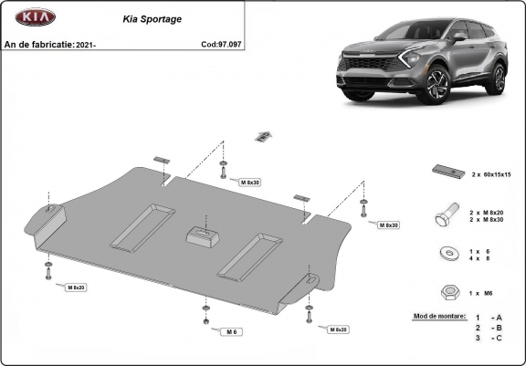 Cache de protection convertisseur catalytique Kia Sportage