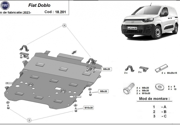 Cache sous moteur et de la boîte de vitesse Fiat Doblo