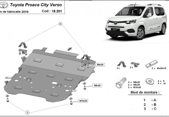Cache sous moteur et de la boîte de vitesse Toyota Proace