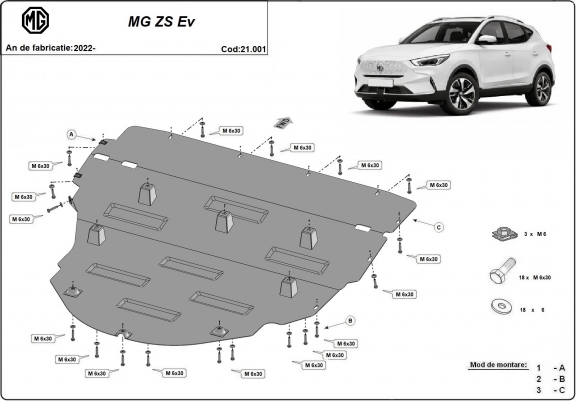 Cache sous moteur et de la boîte de vitesse MG ZS EV