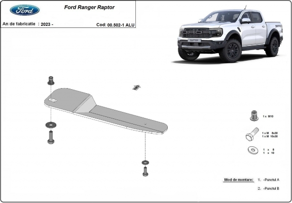 Cache de protection de filtre à carburant Ford Ranger Raptor - Aluminium