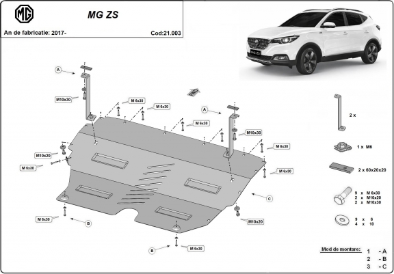 Cache sous moteur et de la boîte de vitesse MG ZS