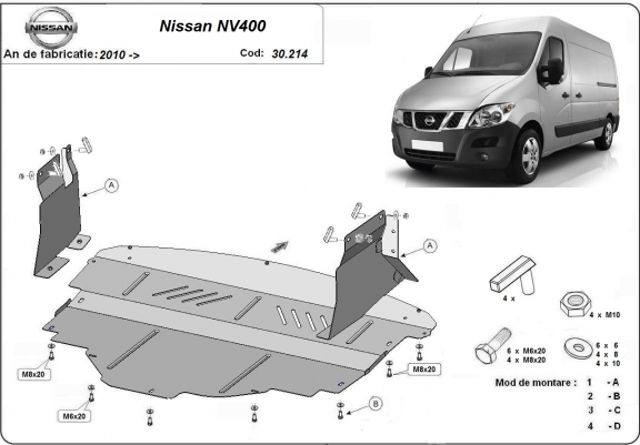 Cache sous moteur et de la boîte de vitesse Nissan NV400
