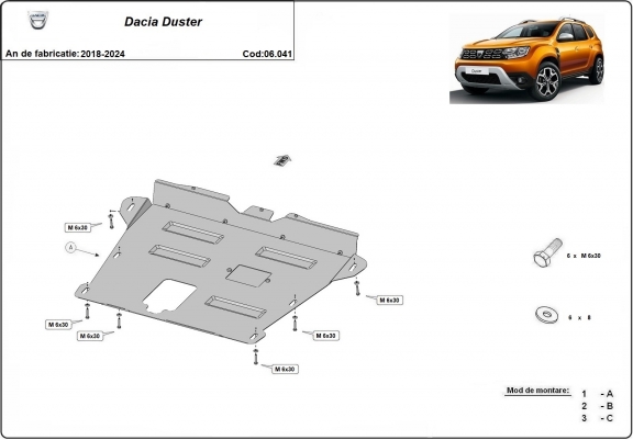 Cache sous moteur et de la boîte de vitesse Dacia Duster