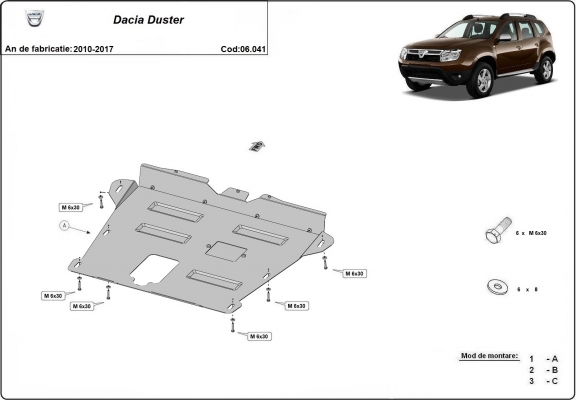 Cache sous moteur et de la boîte de vitesse Dacia Duster