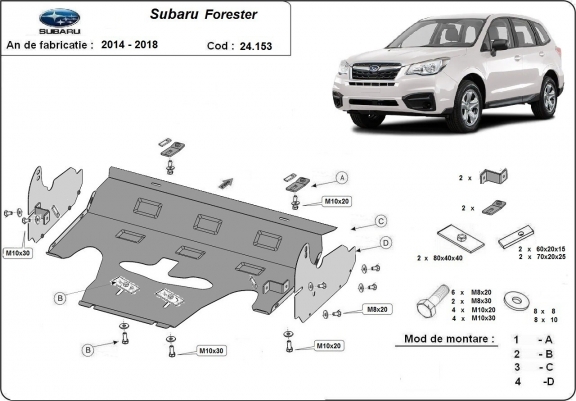 Cache sous moteur et de la radiateur Subaru Forester 4